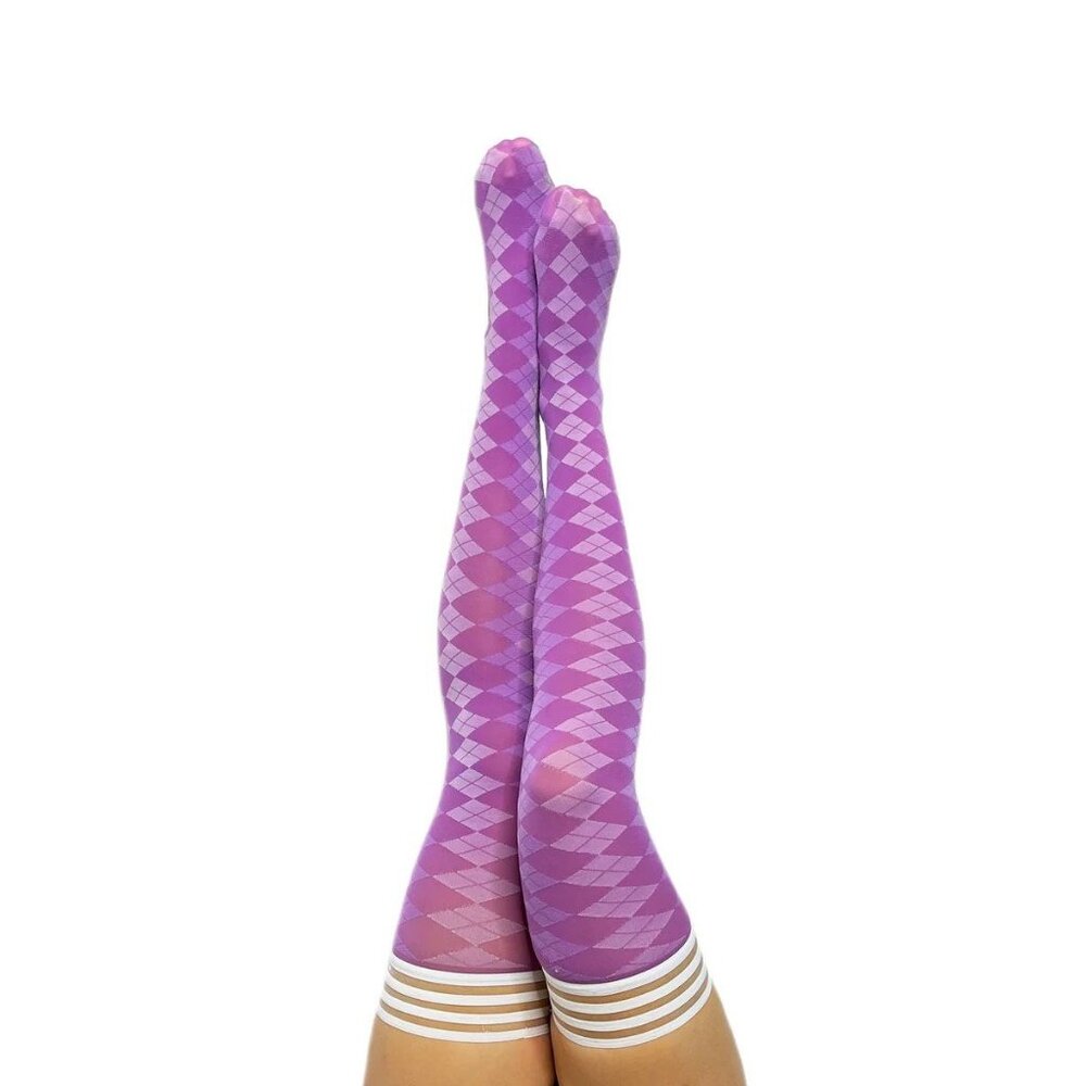 KIX'IES PURPLE ARGYLE THIGH HIGHS ALL‎ SIZES
